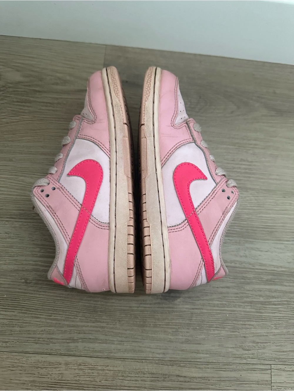 Nike Kids' Pink Dunks Sneakers with Hot Pink Swoosh